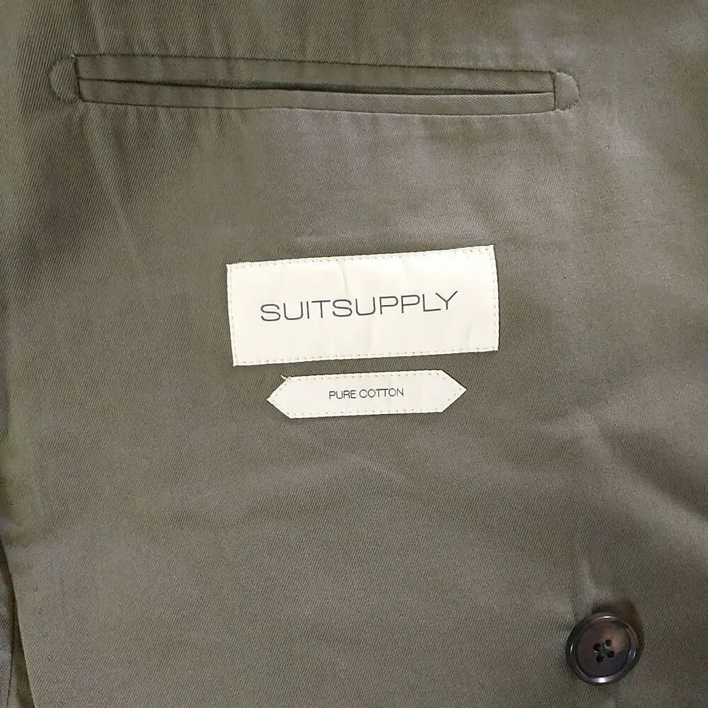 Suitsupply Havana Double Breasted Blazer Mens 44 Slim Green Egyptian Cotton